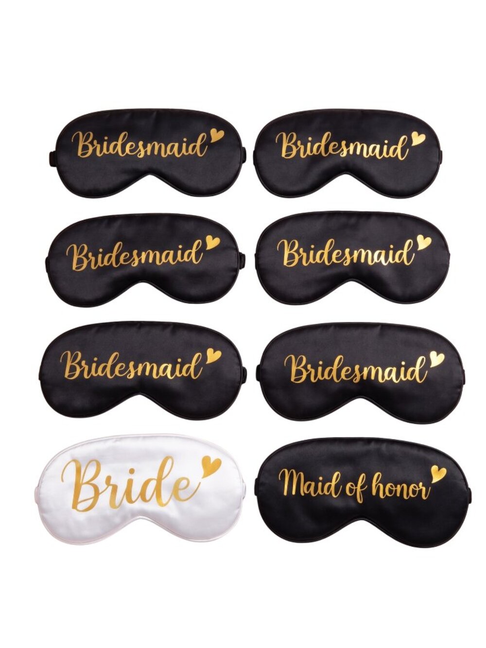 NIP | Bride Bridesmaid Maid of Honor Silk-Style Sleeping Eye Masks 8-Pack